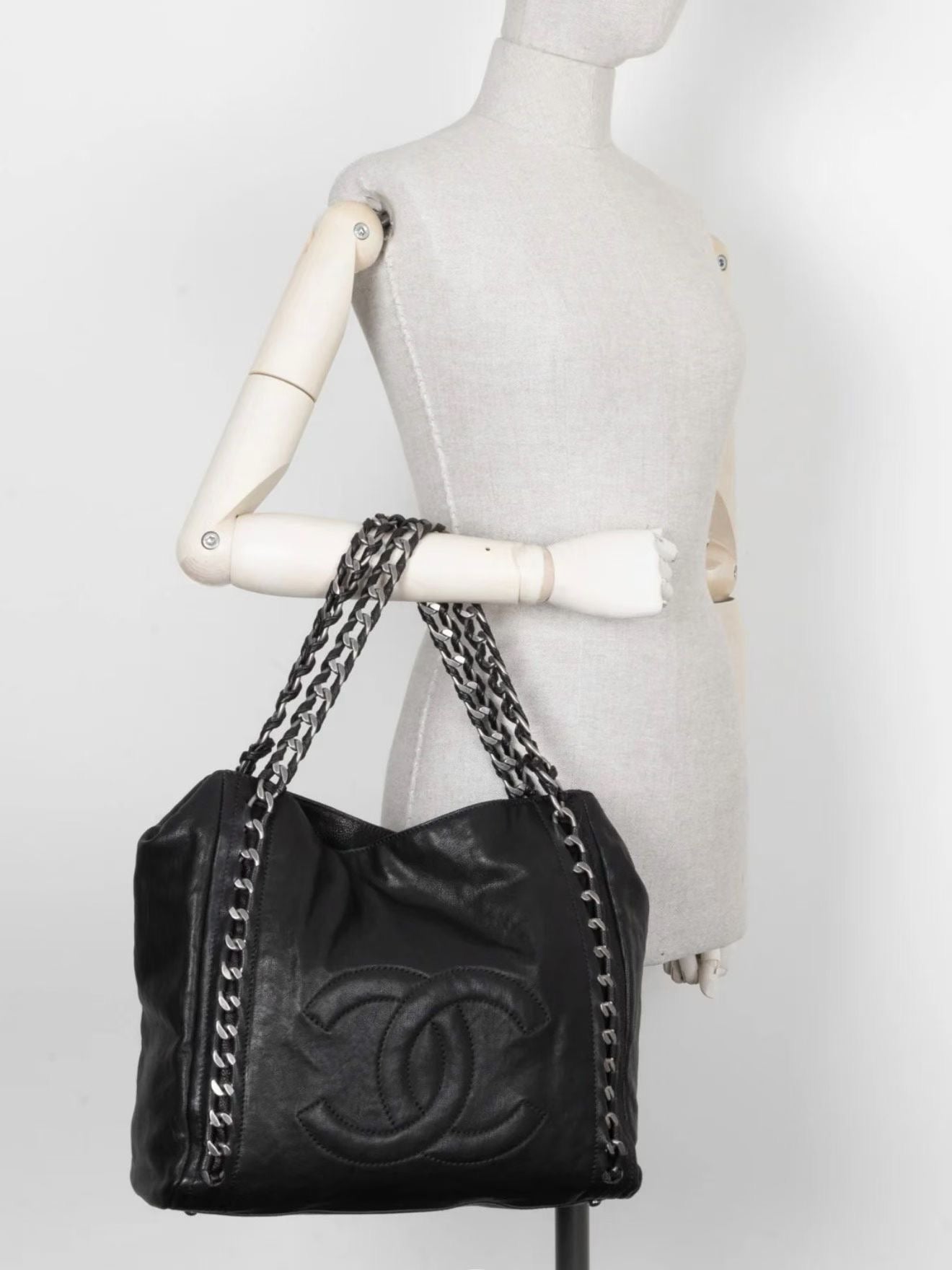 CHANEL ココマーク チェーン トートバッグ ブラック